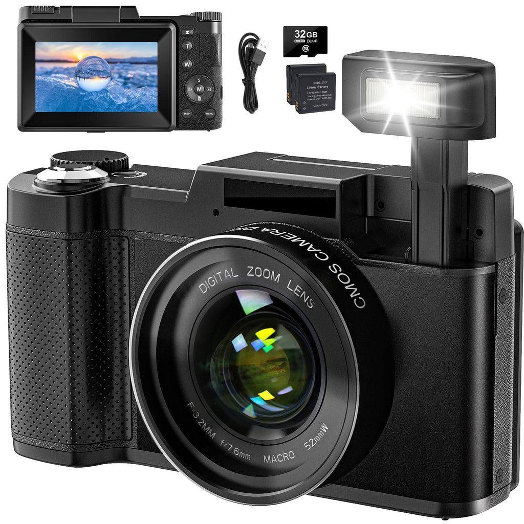 Flash, Camera Screen Digital for Photography MARVUE Function 48MP 3’’ Camera Liftable with Macro Camera YouTube Digital Zoom 180°Flip Vlogging 4K & 16X