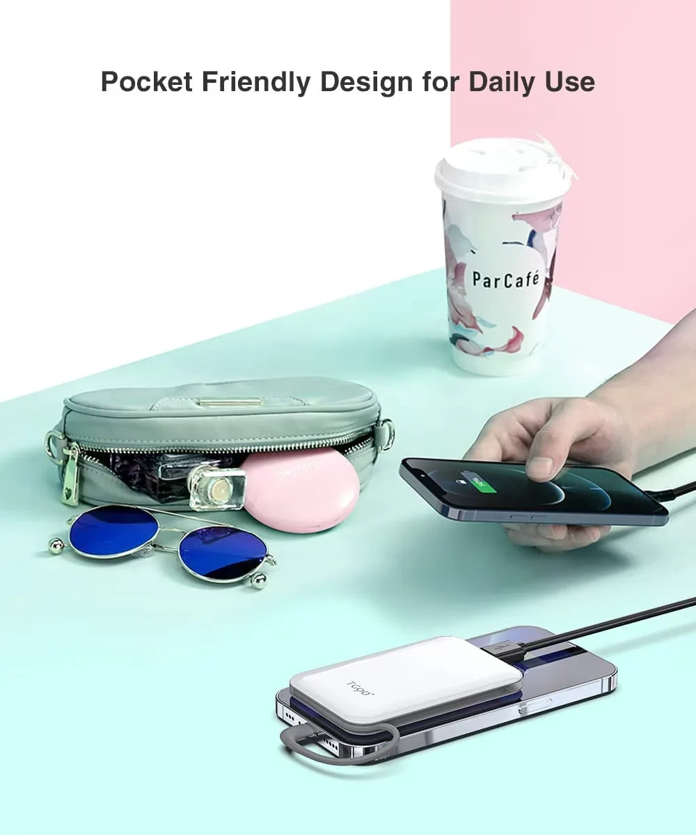 White with Pro Power More Small Pro Compatible Charger Max/12/12 Phone Max/X/XS/8/7/6/SE Portable Mini Portable Max/11/11 Built-in 4500mah TG90 Bank Pro Cable, iPhone with Cell and Charger 13/13