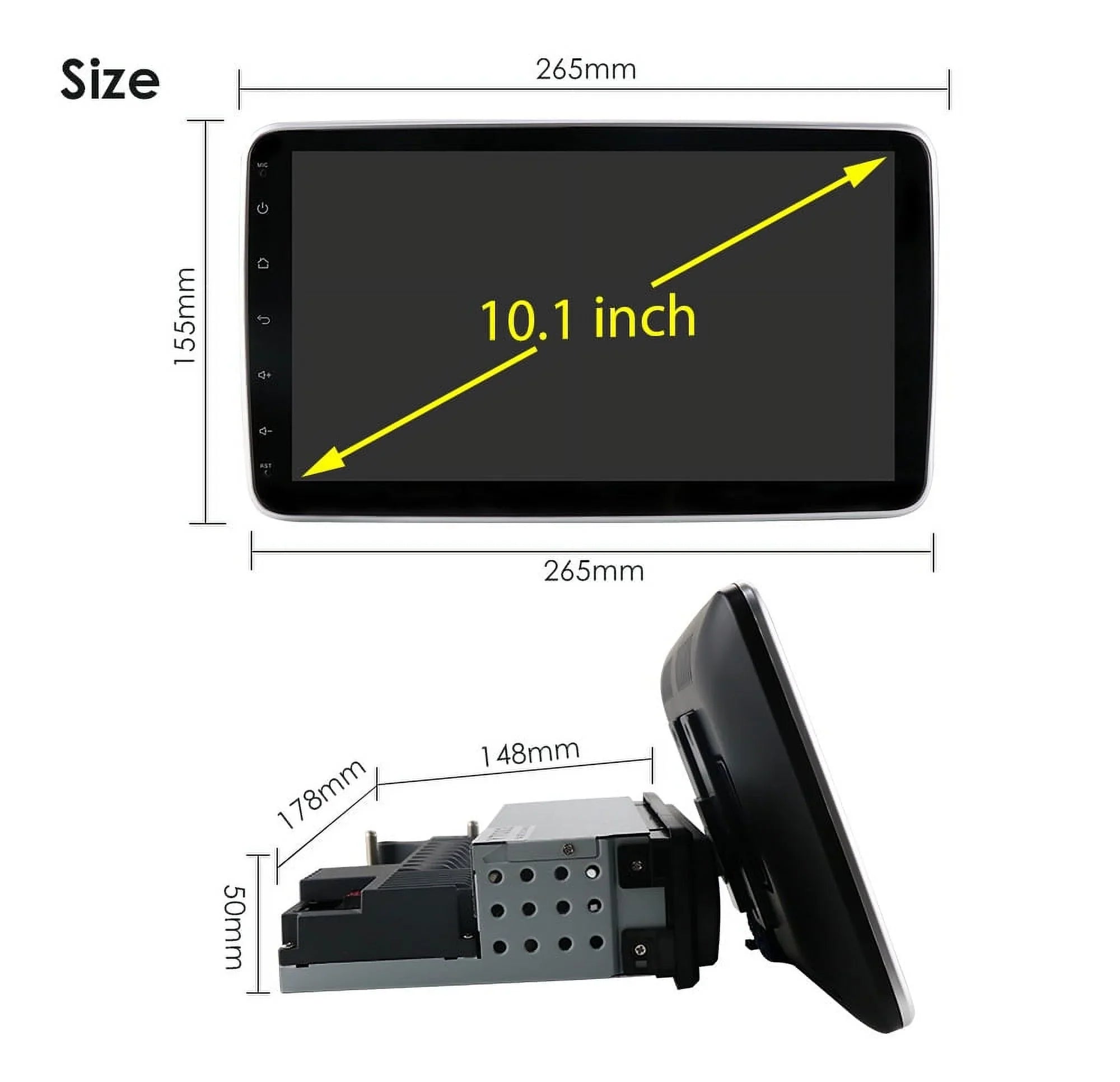 1 Auto Carplay& 10.1'' Hizpo Navigation Single Radio Rotatable Car Android Stereo Screen Bluetooth With GPS Wifi Touch Android Apple DIN 10