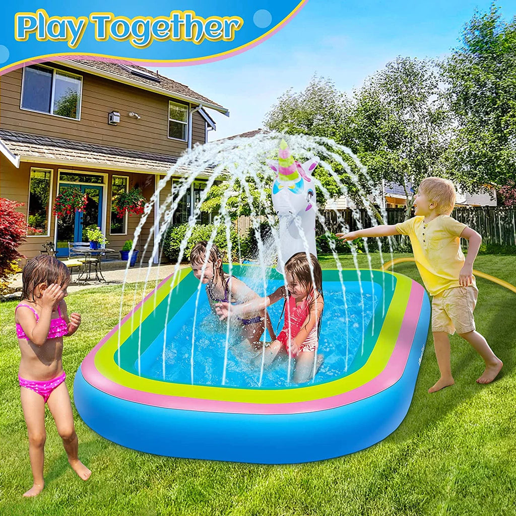 Kiddie Kids, for Pool - Intera Sprinkler Outdoor Pools 68" Paddling Toddlers for for Sprinkler Pad Unicorn Splash Inflatable for Splash Pool Baby Play Water Toys Games Outside, Mat Backyard, Summer