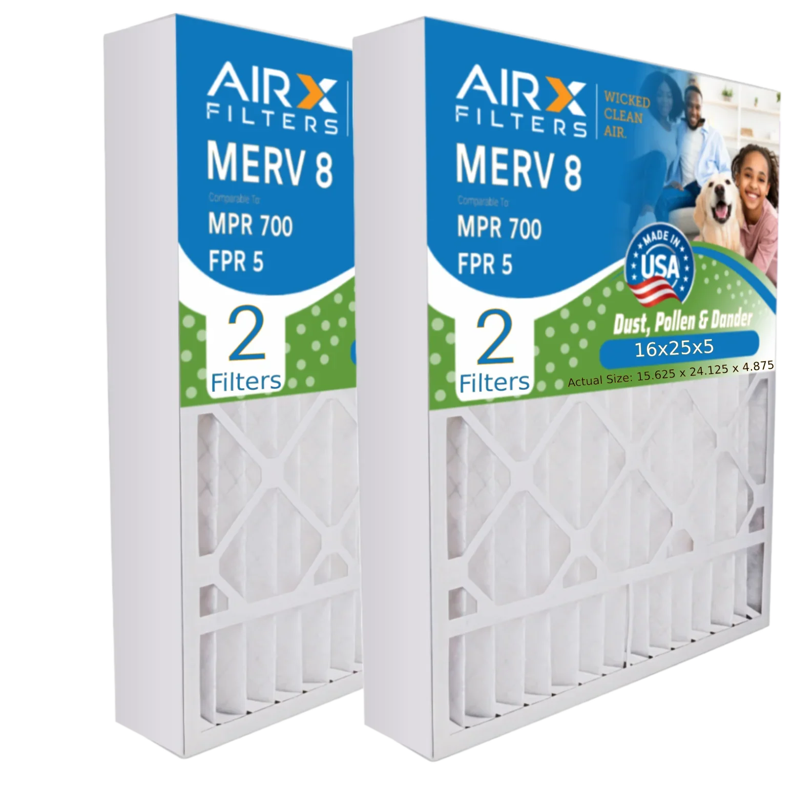 8 2 Filter MPR Filter 46585900 by Made Field AIR. USA Pack AIRX MERV FILTERS 16x25x5 Compatible with 16x25x5 Furnace Comparable Controls Premium & 5 FPR 700 Air WICKED CLEAN # to