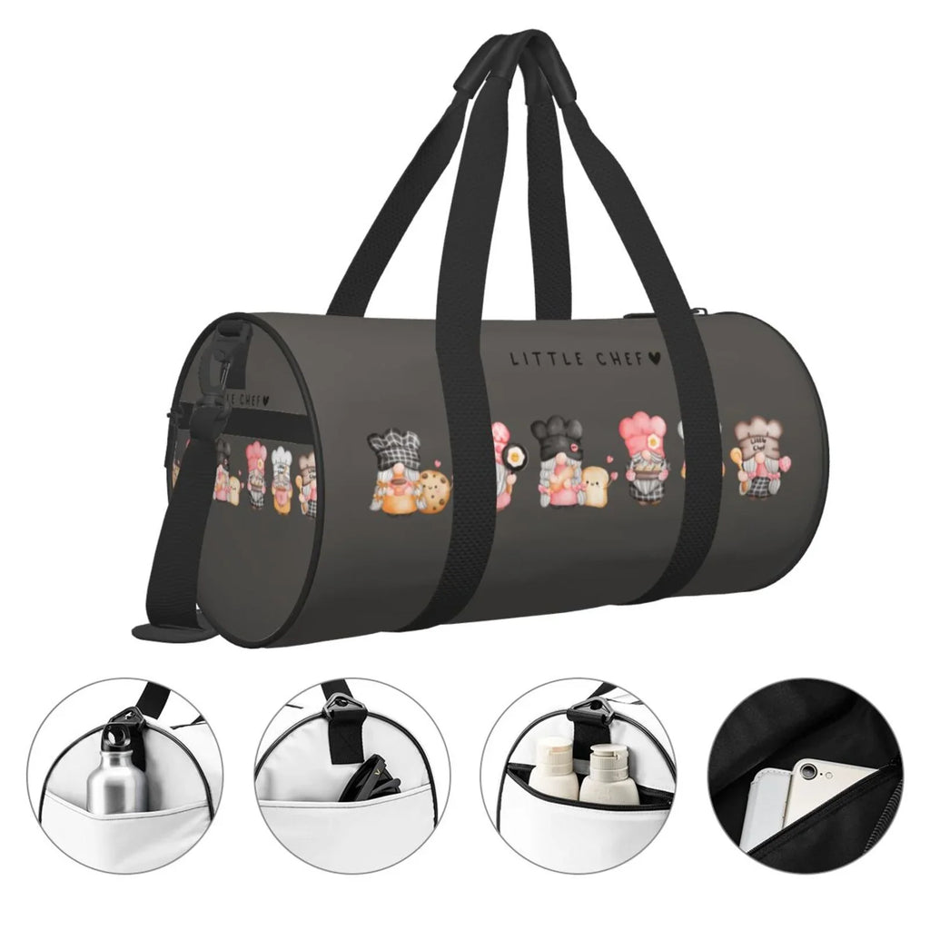 Capacity Bag Cylinder Large Travel Luggage Bag Sports Baker with Coaee and Gnome Bag Gym Waterproof Compartment Pocket