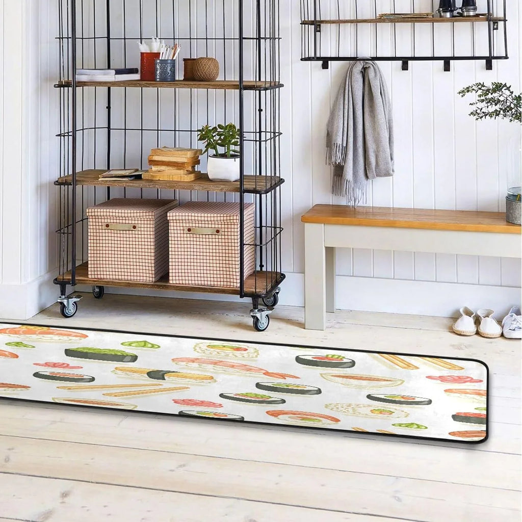 Kitchen Mat Non-Slip Bathroom Japanese Runner Home 24"x72" Washable Area Sushi Soft Decor - Rugs Entry Gifts for Floor Ultra Rug