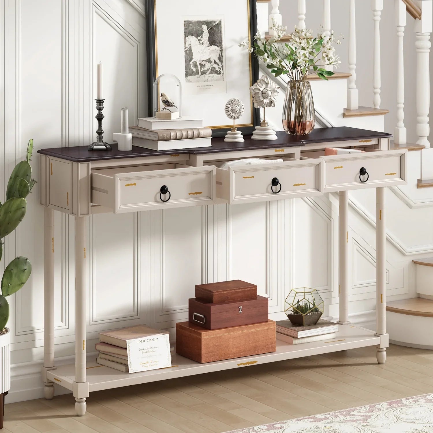with Entryway for Shelf OLD Table Projecting WF189574AAK) Drawers Sofa Long Table White Console TREXM (Antique SKU Drawers with and