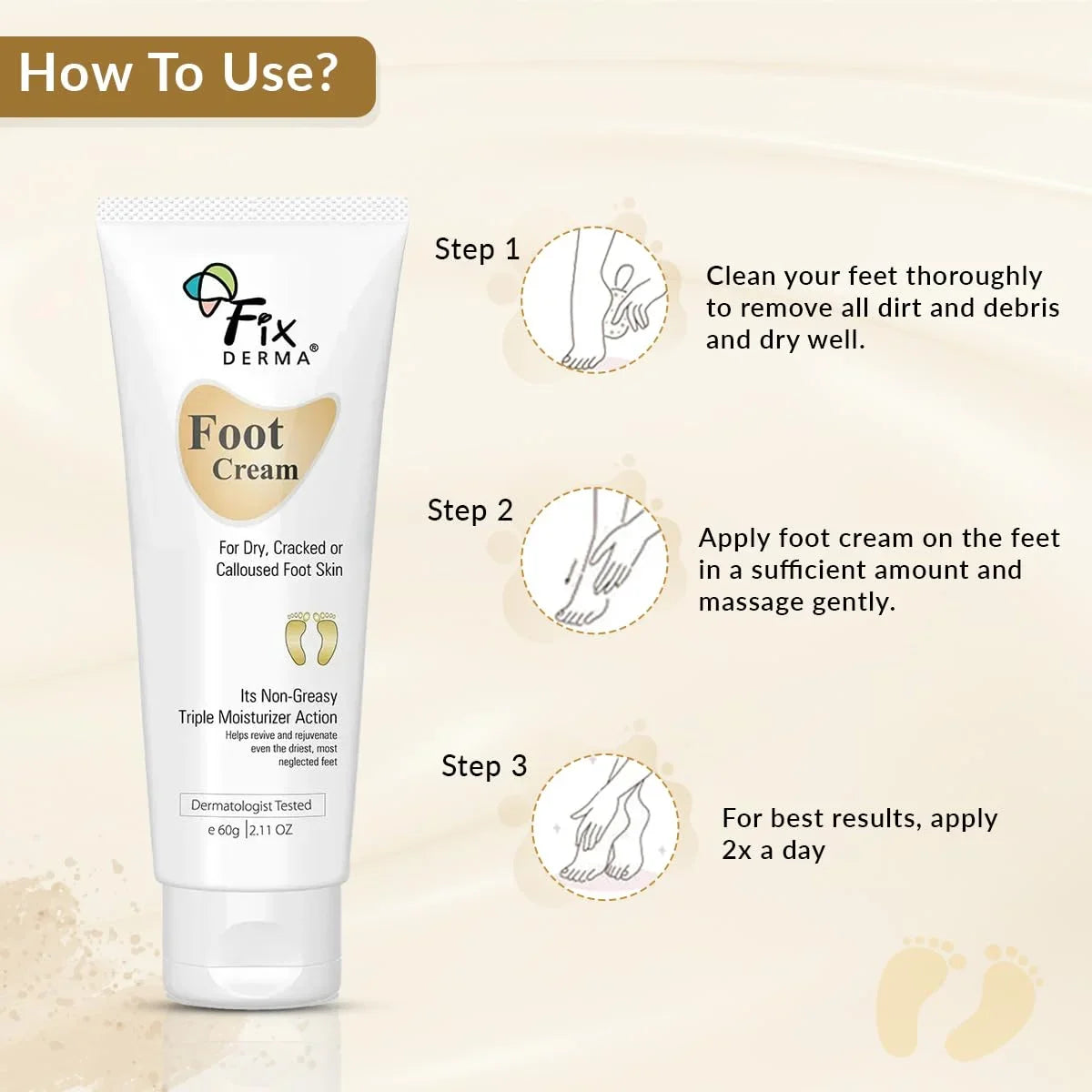 Feet, Moisturizes ML & 3% Dry Glycerine, and Free, Acid, Repair Types Cracked Foot All Lactic Paraben Sulphate Skin & Cream Fixderma 60 Urea, For Soothes 15% Heel 5% Feet,