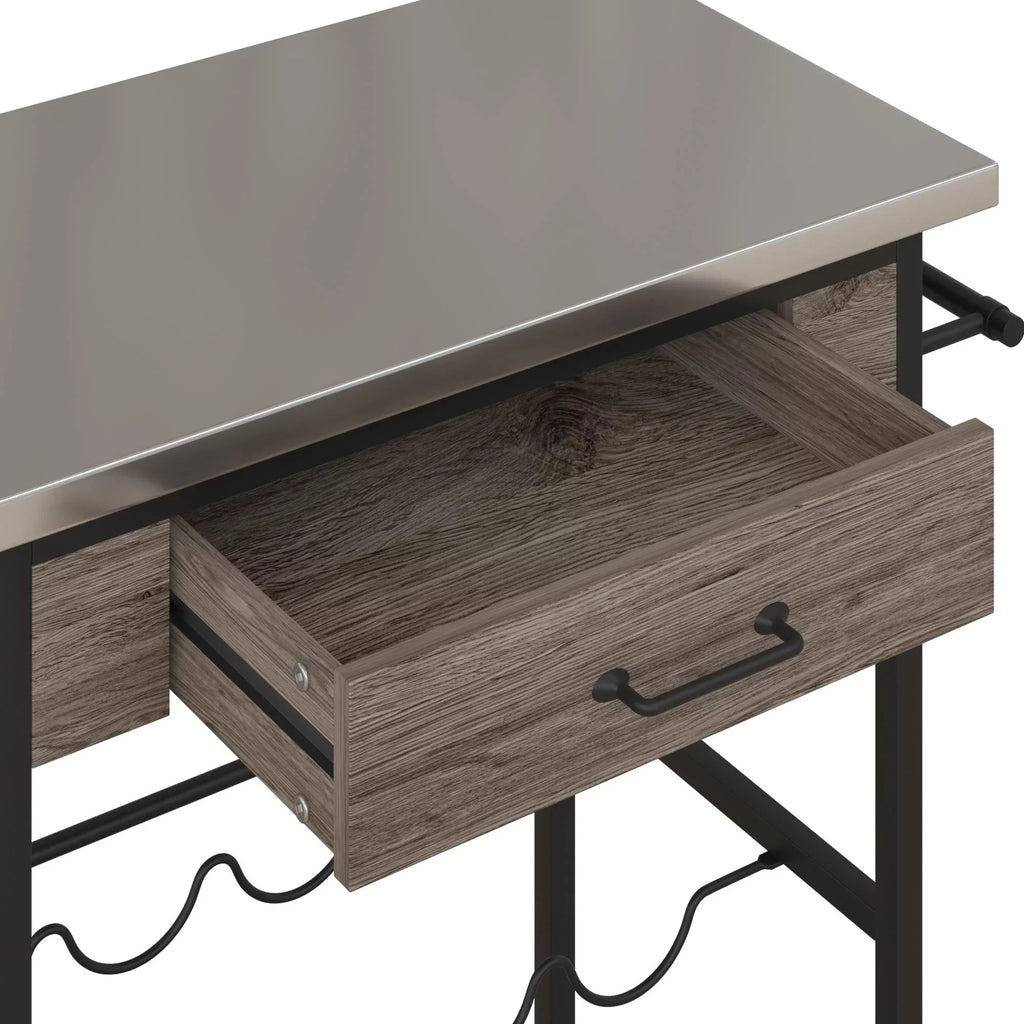 Black Multifunctional Storage, Kitchen Rack Metal, Steel Cart, Stainless and Nora Novogratz and Brown Wine Pantry