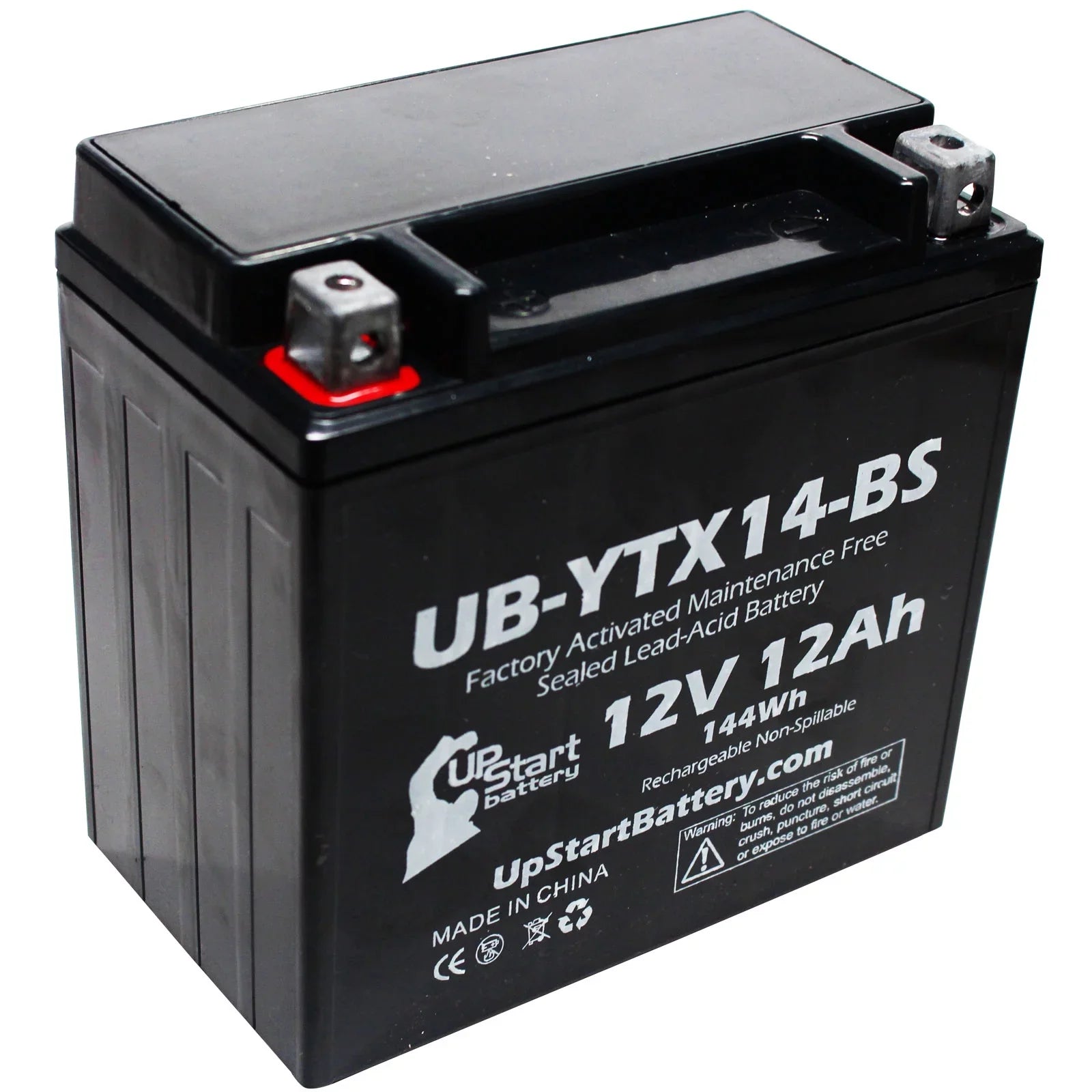 1000 UB-YTX14-BS Replacement Free, Maintenance Activated, 12V, Yamaha - 1998 Factory Battery Motorcycle 12AH, CC YZF1000R Battery UpStart