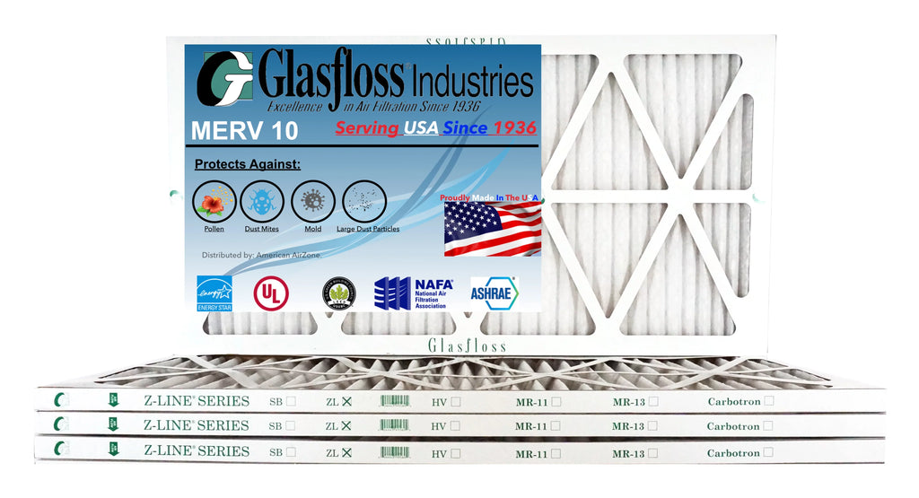 Size: 23.5 Air inch) -Qty:6 Glasfloss USA Filter - (Actual Made - - 24x36x1 in x 10 Furnace MERV 35.5x7/8