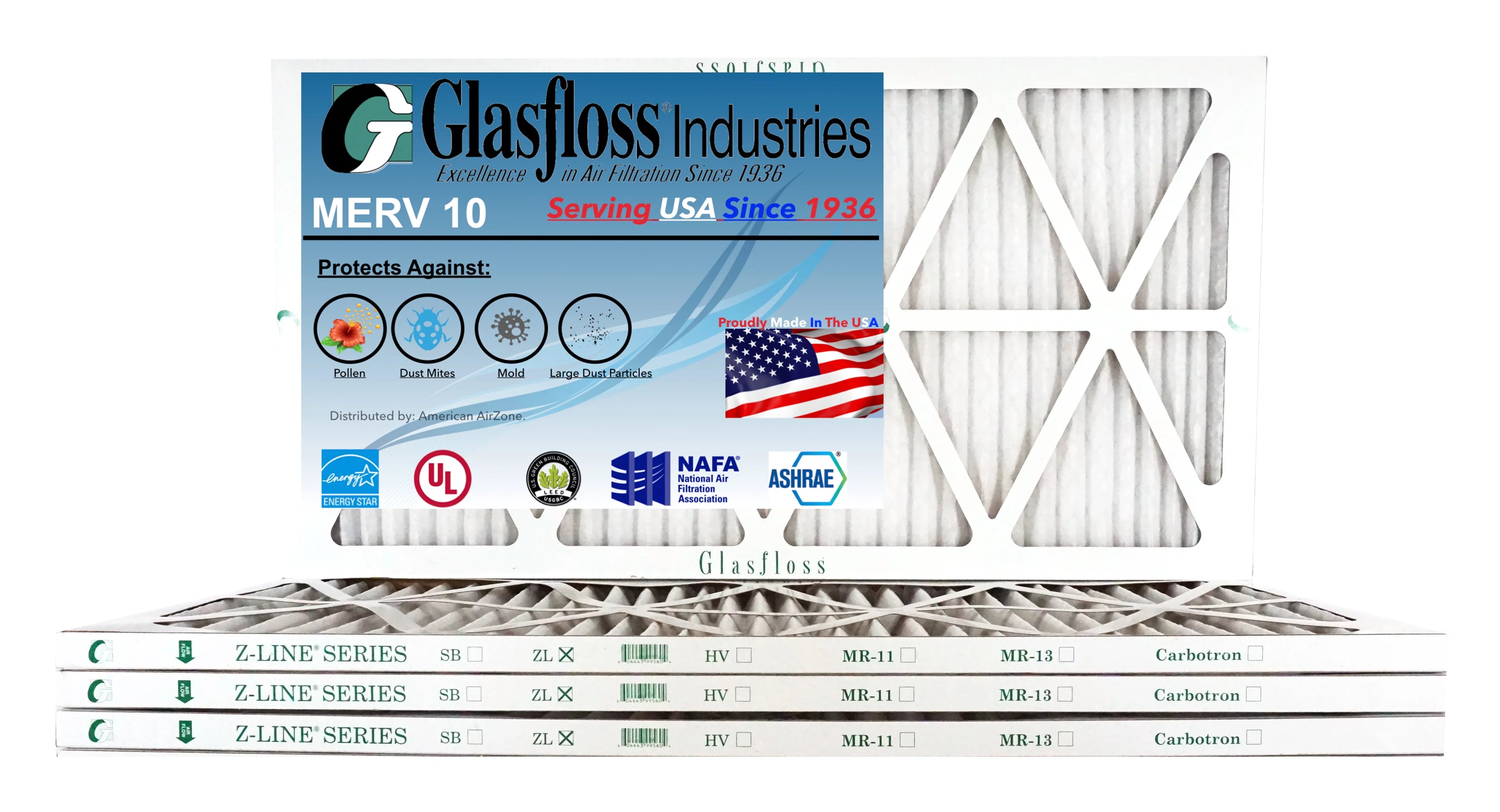 Size: 23.5 Air inch) -Qty:6 Glasfloss USA Filter - (Actual Made - - 24x36x1 in x 10 Furnace MERV 35.5x7/8