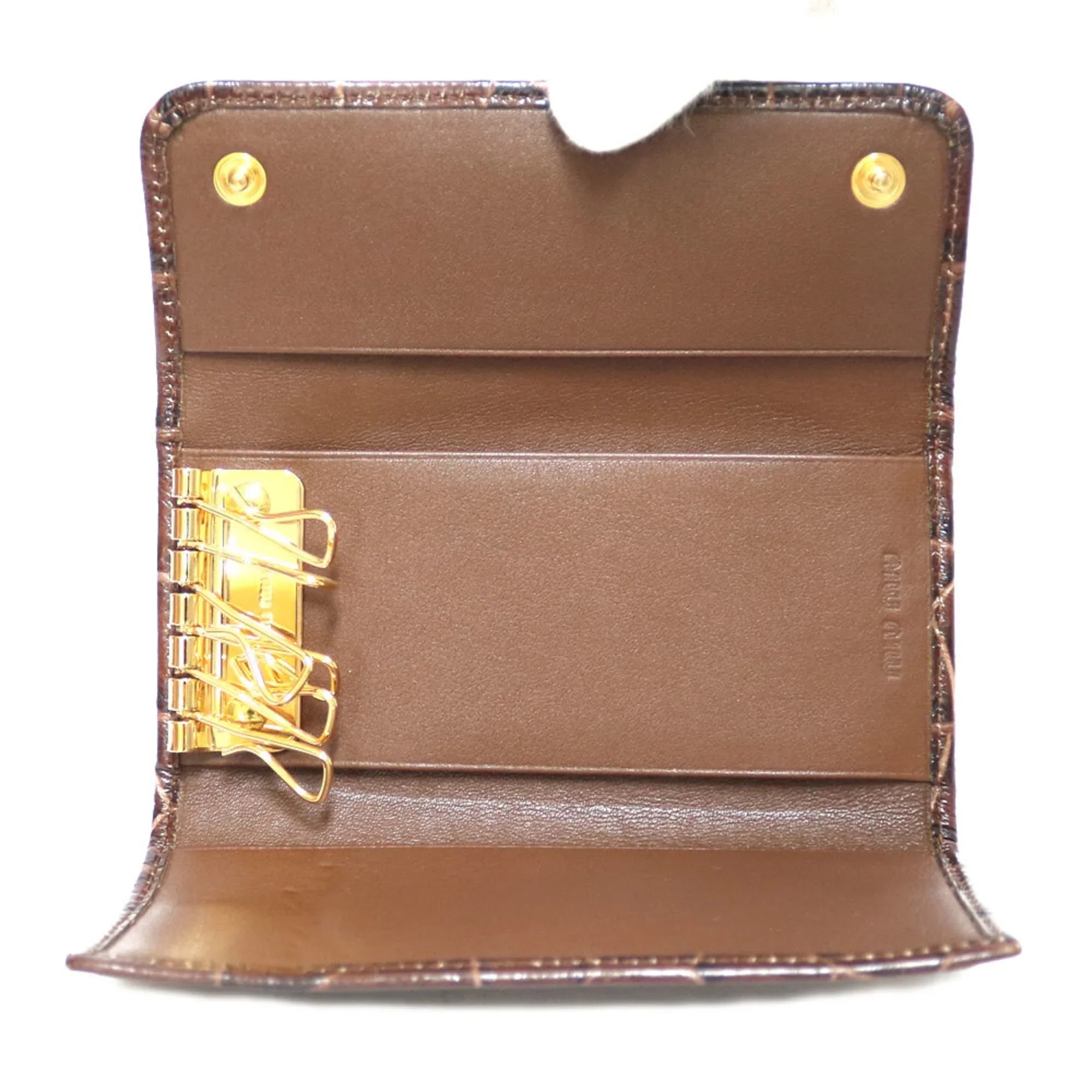 Pre-Owned (Fair) Women's Miu Leather Brown Miu Miu Key Case