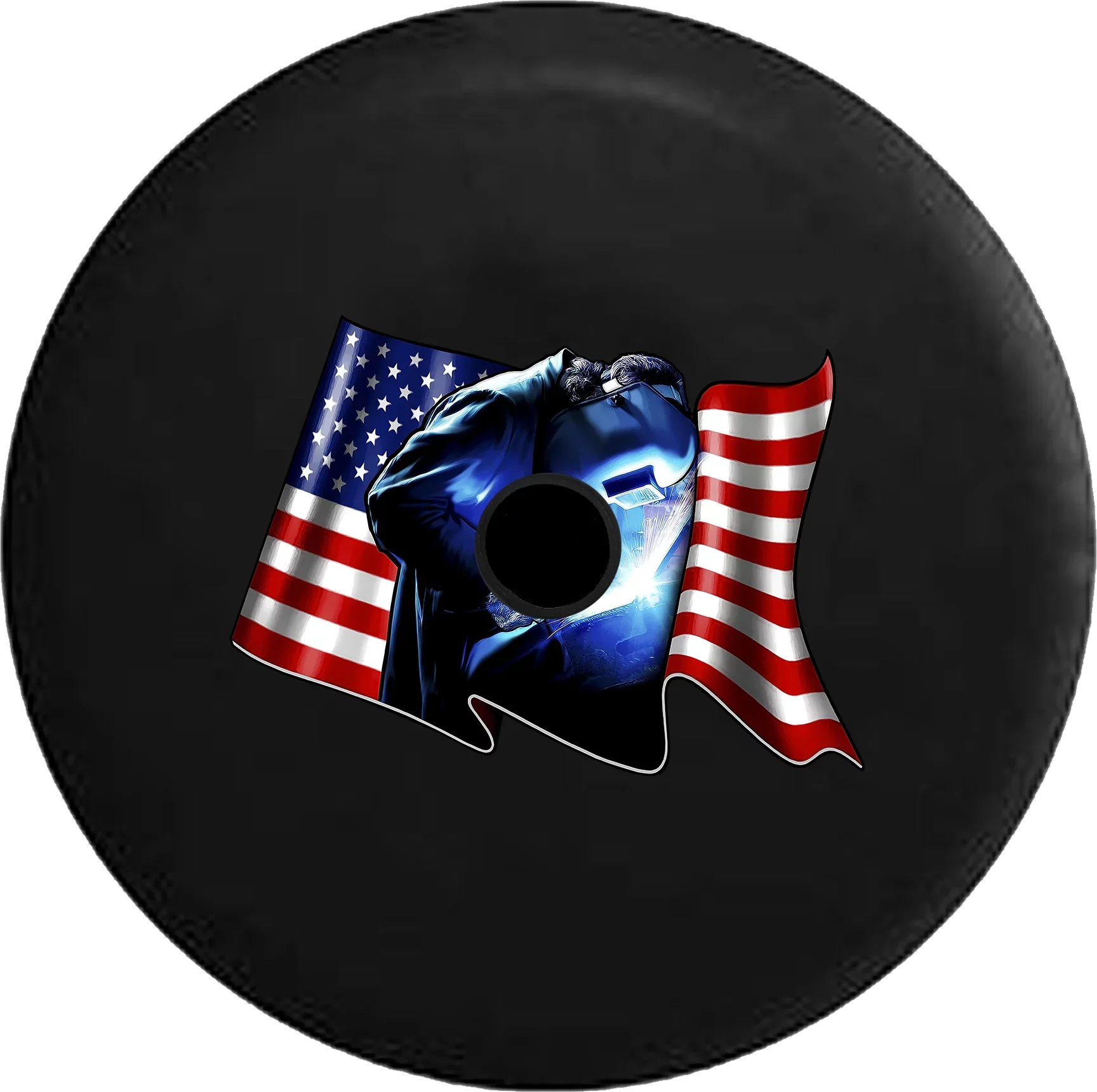 Inch American 2019 Tire Cover Wrangler Worker Jeep 2018 for 32 Spare Backup Waving Welder RV JL Flag Camera Iron