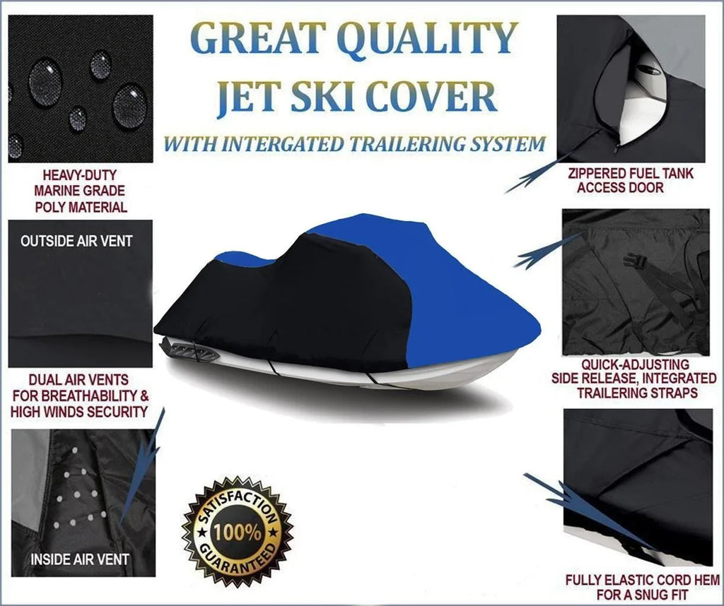 Ultra for 2009 600D / Cover HEAVY-DUTY, SKI JET / 2010 JT1500E9F BLUE 260X Kawasaki PWC Compatible BLACK