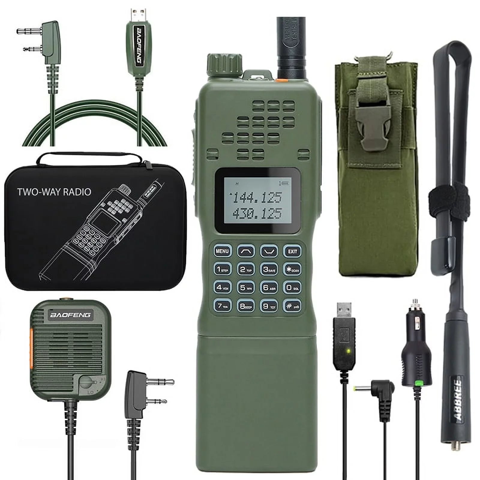 Talkie Battery Walkie AR-152 Programming Ham Radio Way 12000mAh Radio Long Powerful Extra Cable with Portable Two Tactical Range ABBREE Full 10W Kits