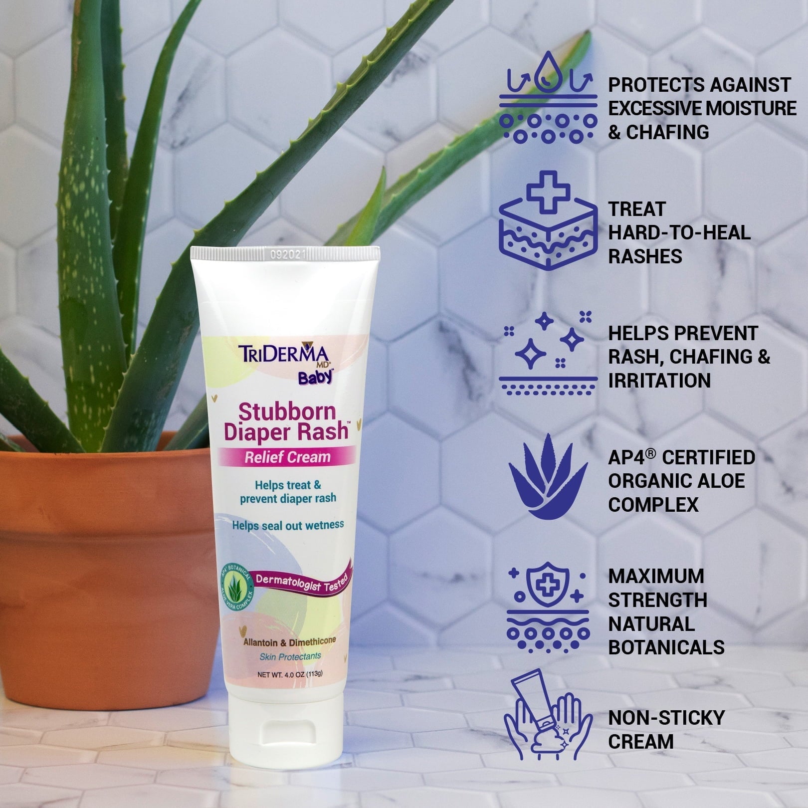 TriDerma Everyday for 4 Stubborn Hard-to-Heal Healing Cream, and Diaper tube, MD 4 Cream oz Diaper Bundle Soothing Rash Diaper Rash, Pack Baby