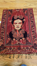 Frida Artist Red Mexican Pashmina Gold Kahlo Wrap Pink Scarf Reversible Shawl