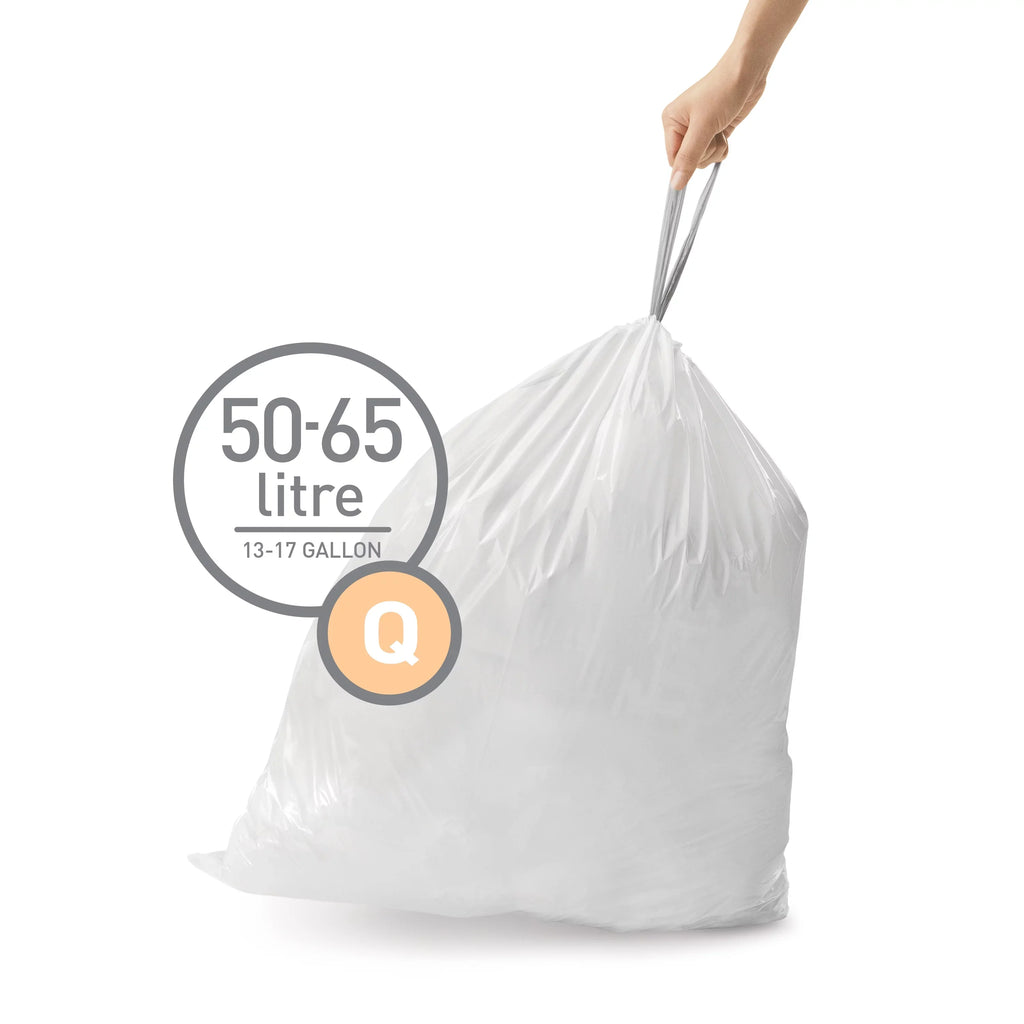 Trash Drawstring Gallon, Code Liter Bags, 240 Q simplehuman Fit 13-17 / Pack, 50-65 Roll Custom White