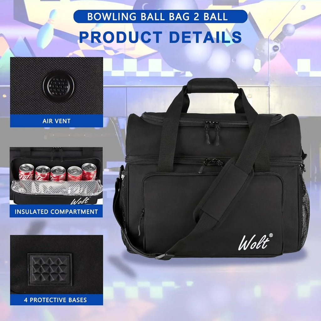 Shoes 2 | Fits Bowling Polyester to Balls Bowling Black Ball Bag Mens WOLT Size for 16 up