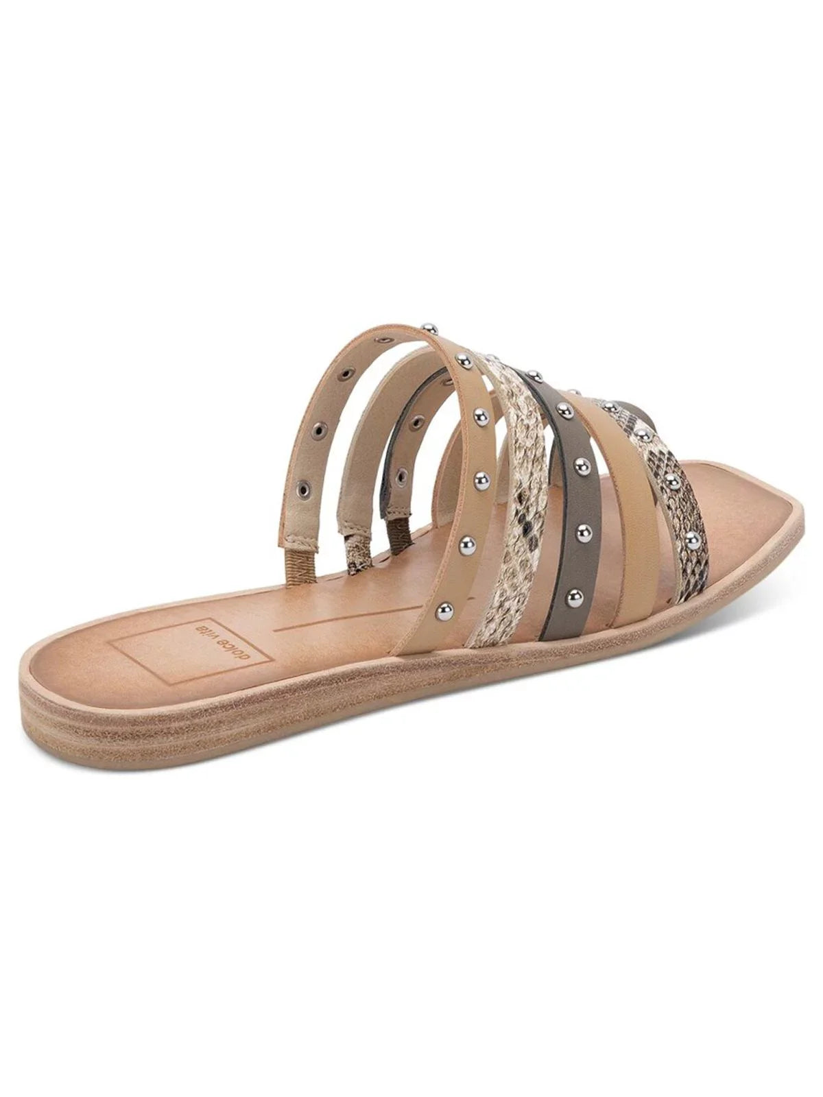 Sandals Strappy Slip M Womens Kaylee Wedge Snake Studded 6.5 Toe On VITA Toe-Loop Slide DOLCE Shoes Beige Square