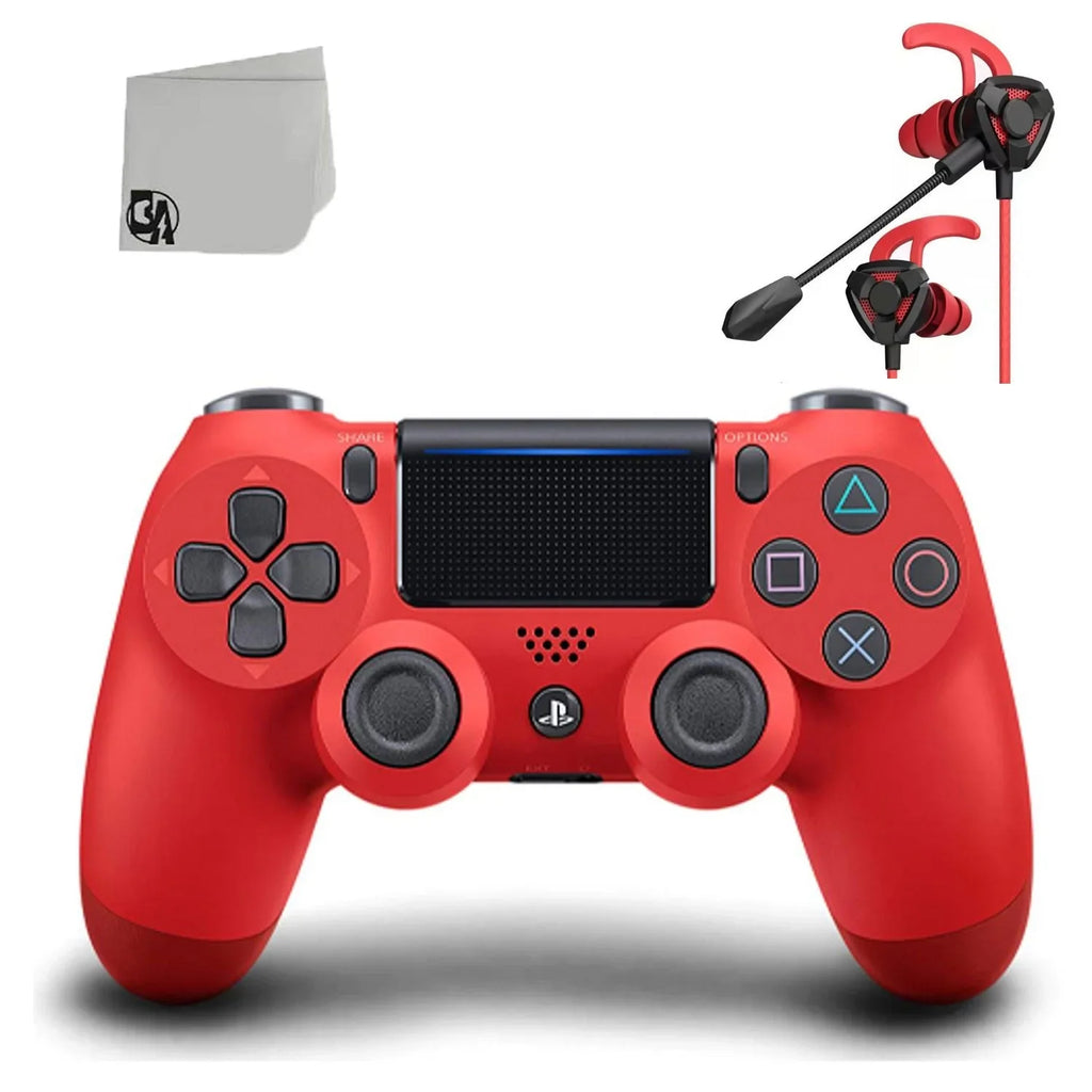 PS4 Sony For Wired Dual Gaming Controller Pre-Owned (Refurbished: Console BOLT Red Shock AXTION Bundle New) Earbuds Like +