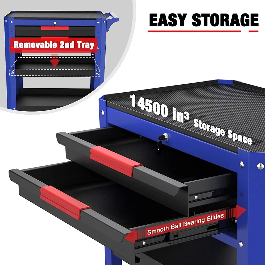 Organizer Duty lbs System, Wheels Cart, Workshop, Tool and Heavy 400 Service Cart with Utility 28" Mechanic, Premium Industrial Storage Load Locking Warehouse, WORKPRO Rolling for 2-Drawer Garage,