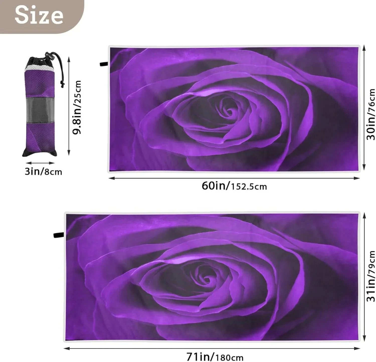 for Camping Purple Oversized Lightweight Holiday（278） Absorbent Super Bestwell Swimming Travel Dry Towels Quick - Compact Towel Beach - Towel Rose