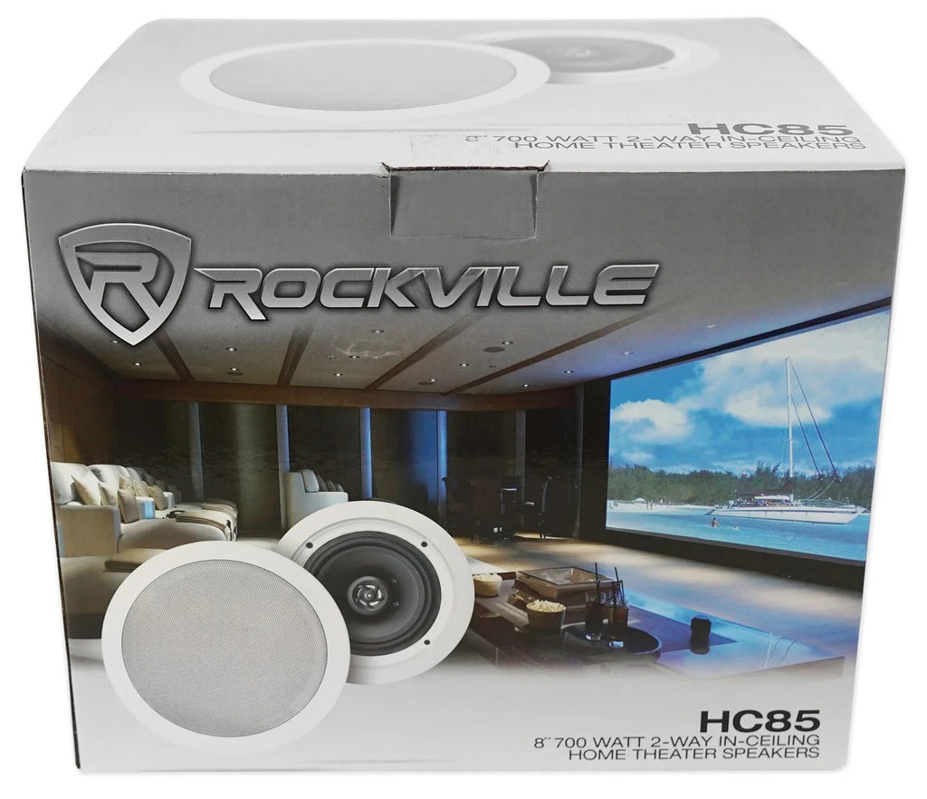 BluTube Theater Ceiling Amplifier/Home Rockville Speakers Receiver+(4) 8" Tube