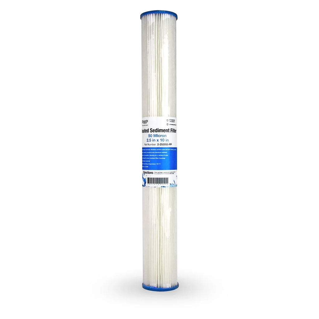 50 2.5x20" micron Cartridge Water Sediment Pleated 25 Filter Pack Poly