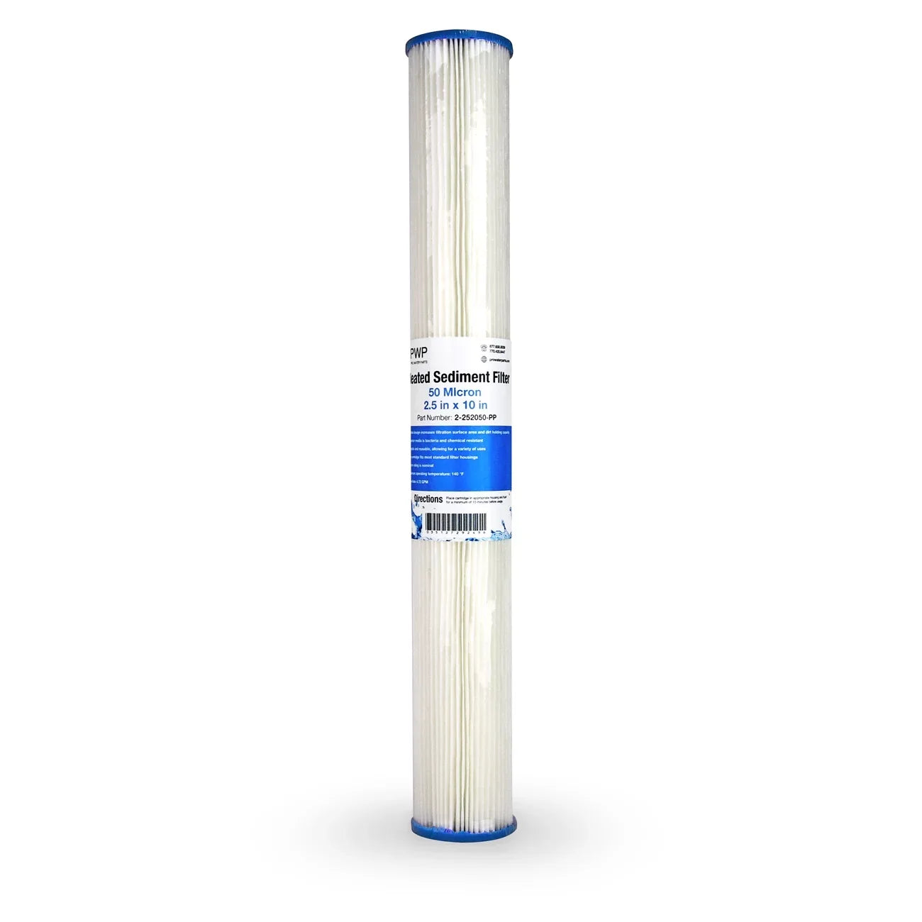 50 2.5x20" micron Cartridge Water Sediment Pleated 25 Filter Pack Poly
