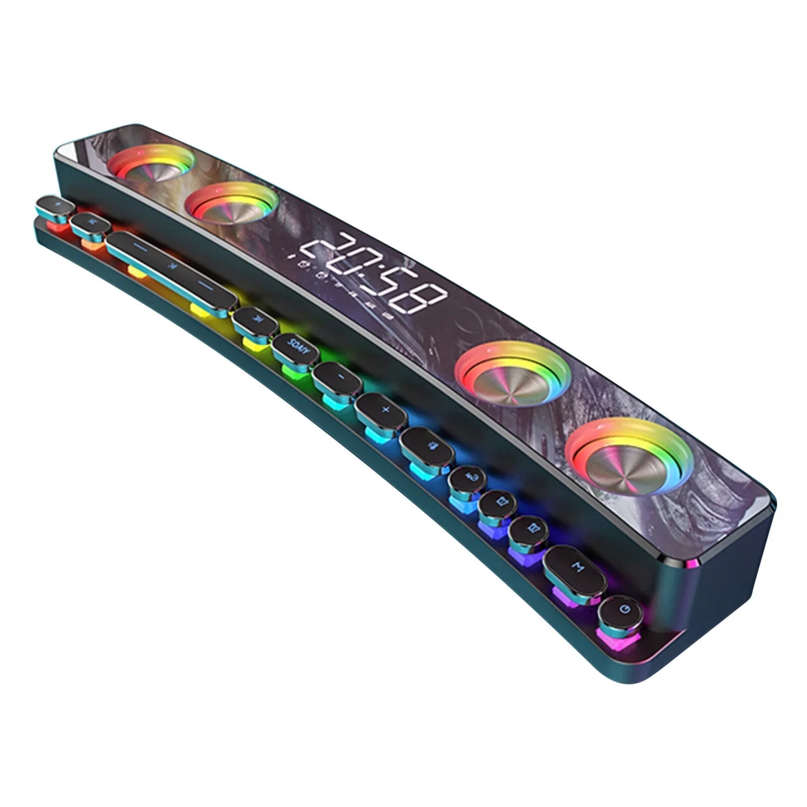 Laptop Audio Box Surround Stereo Game 3.5mm PC Speaker Speaker Computer for Input Player MP3 HiFi Stereo 3600mAh Tablet Sound Smartphone Subwoofer Sound Bass BT Wireless Bar Music soaiy/SH39 Clock 3D