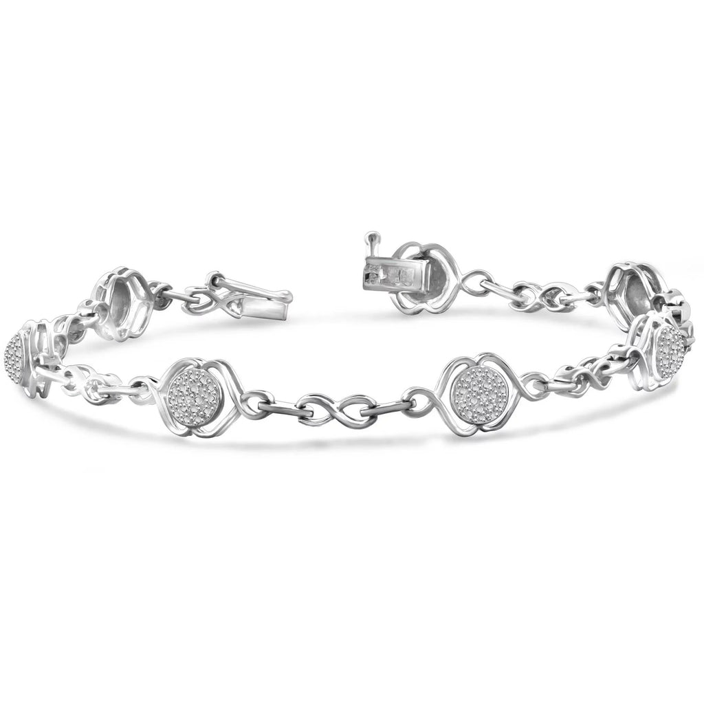 Sterling Bracelet Round-cut Accent Silver Diamond White