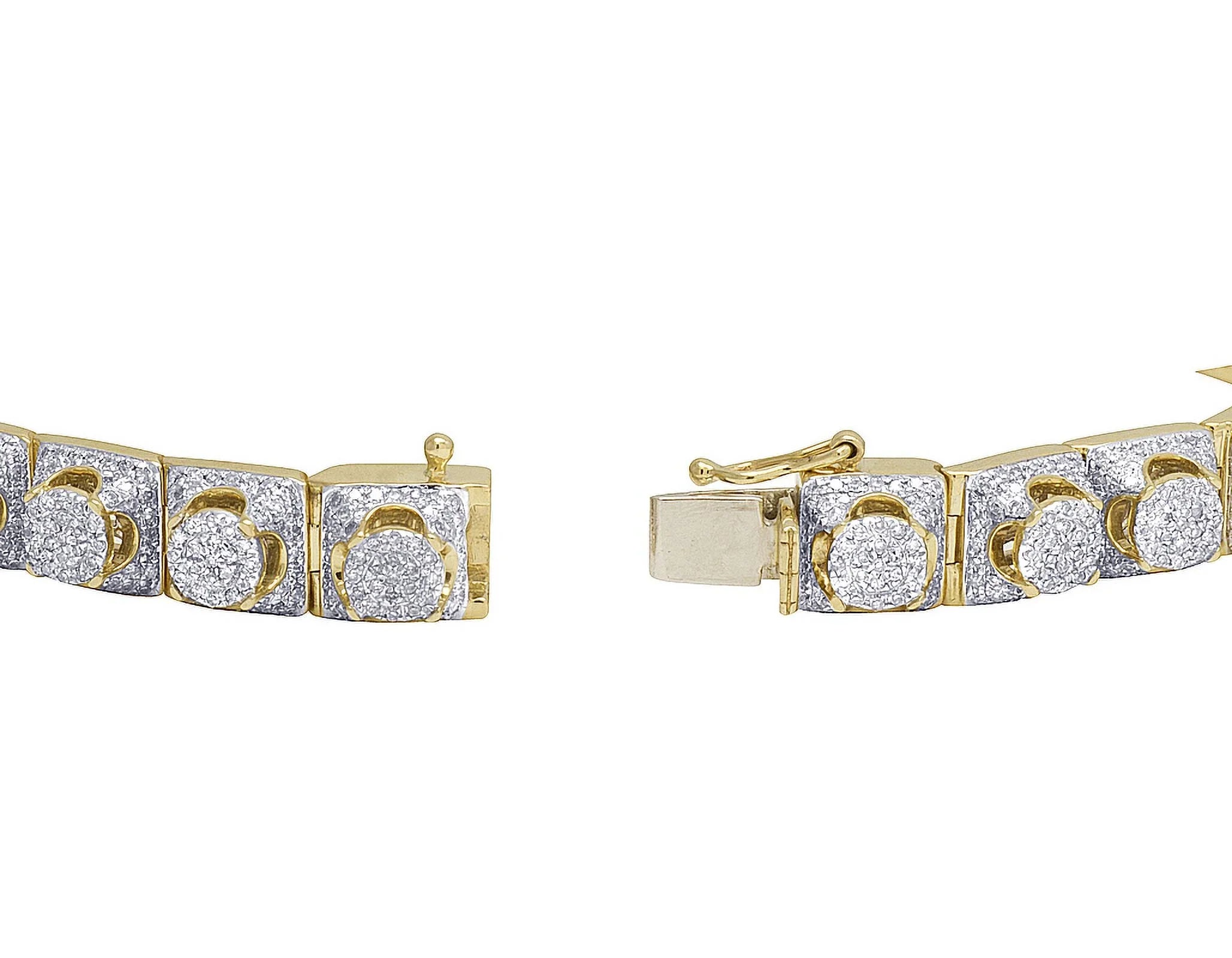 Cluster Gold Diamond 8MM Yellow 8.5" 6.6 Bracelet Men's 10K CT