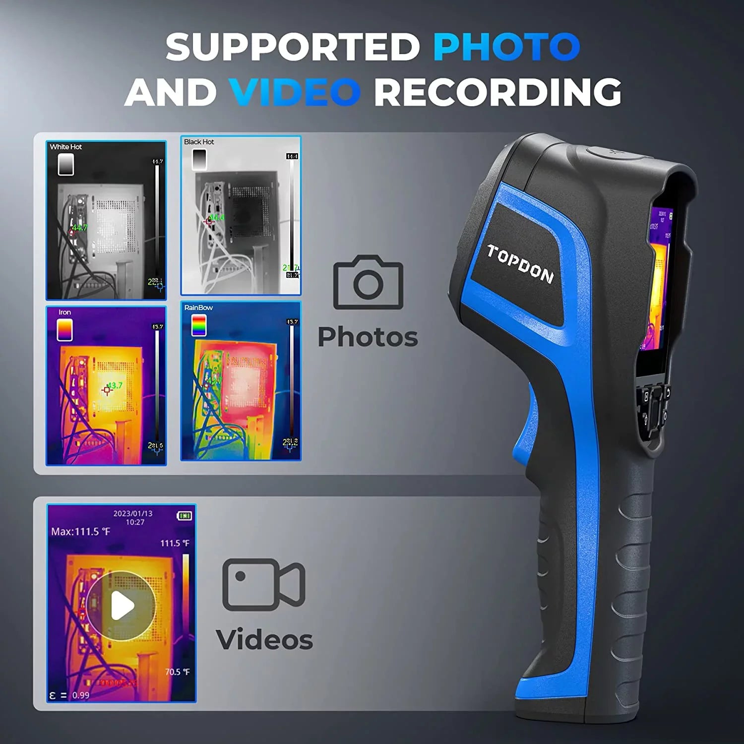 Battery Camera Handheld 192 Resolution Thermal 12-Hour Imaging Life Camera Infrared Camera TOPDON High x TC004 Thermal IR 256