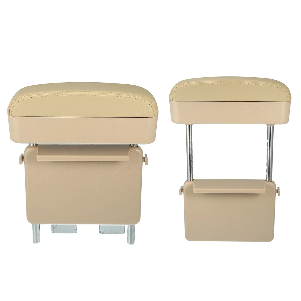 PU Beige Organizer Box Armrest Gap Car Center Extender Armrest Leather Seat Adjustable Armrest Storage Box