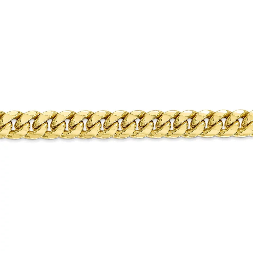 for Chain Bracelet; Leslie's and 10kt Adults Men Women for and Cuban Teens; Miami Yellow Real Semi-Solid Gold 7.3mm Chain