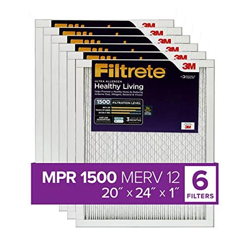 Living Air Filter, Allergen, Filtrate AC 1500, 20x24x1, MPR 6-Pack Healthy Furnace Ultra
