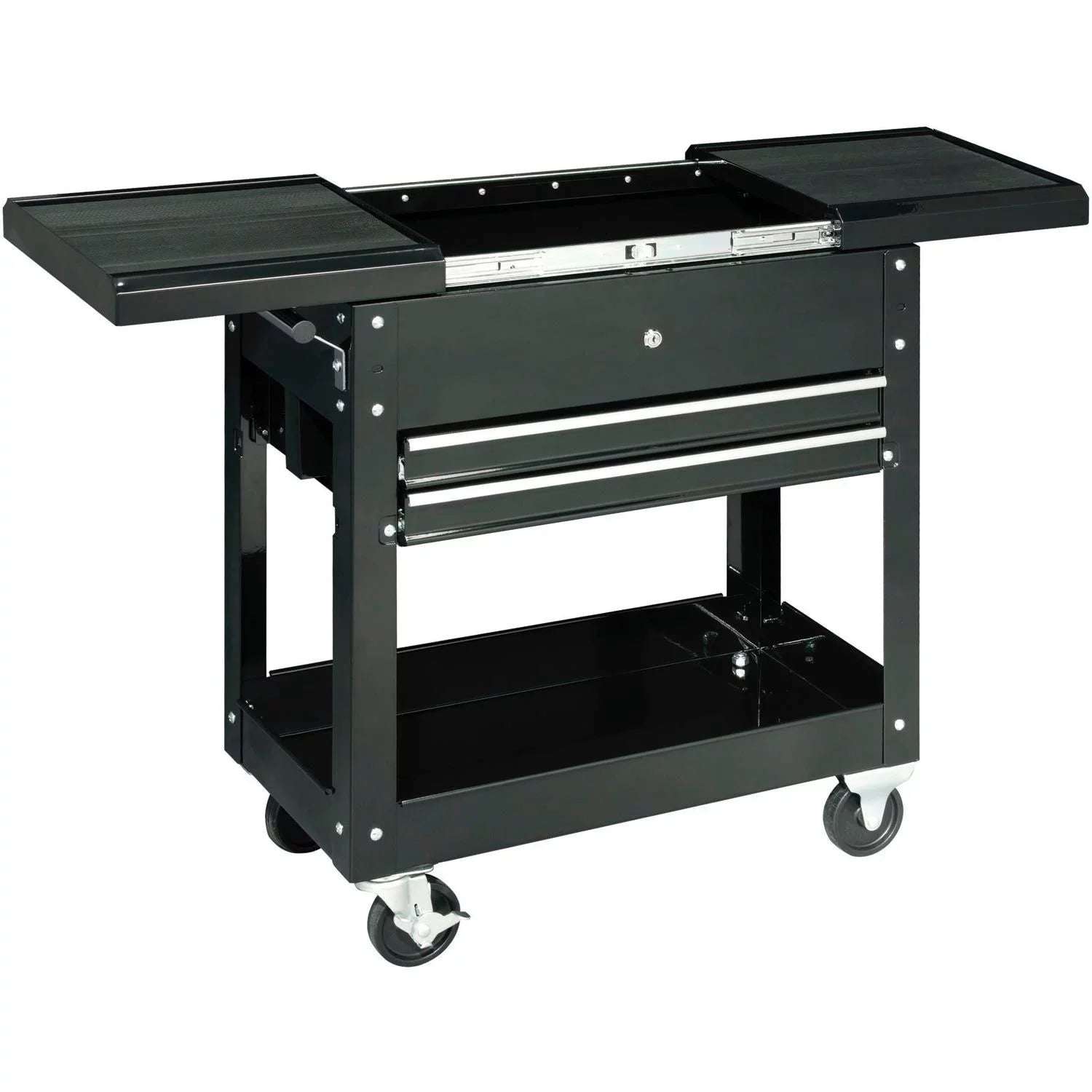 2-Drawer Cart Global Tool W/ Top, Black Sliding 27" Industrial