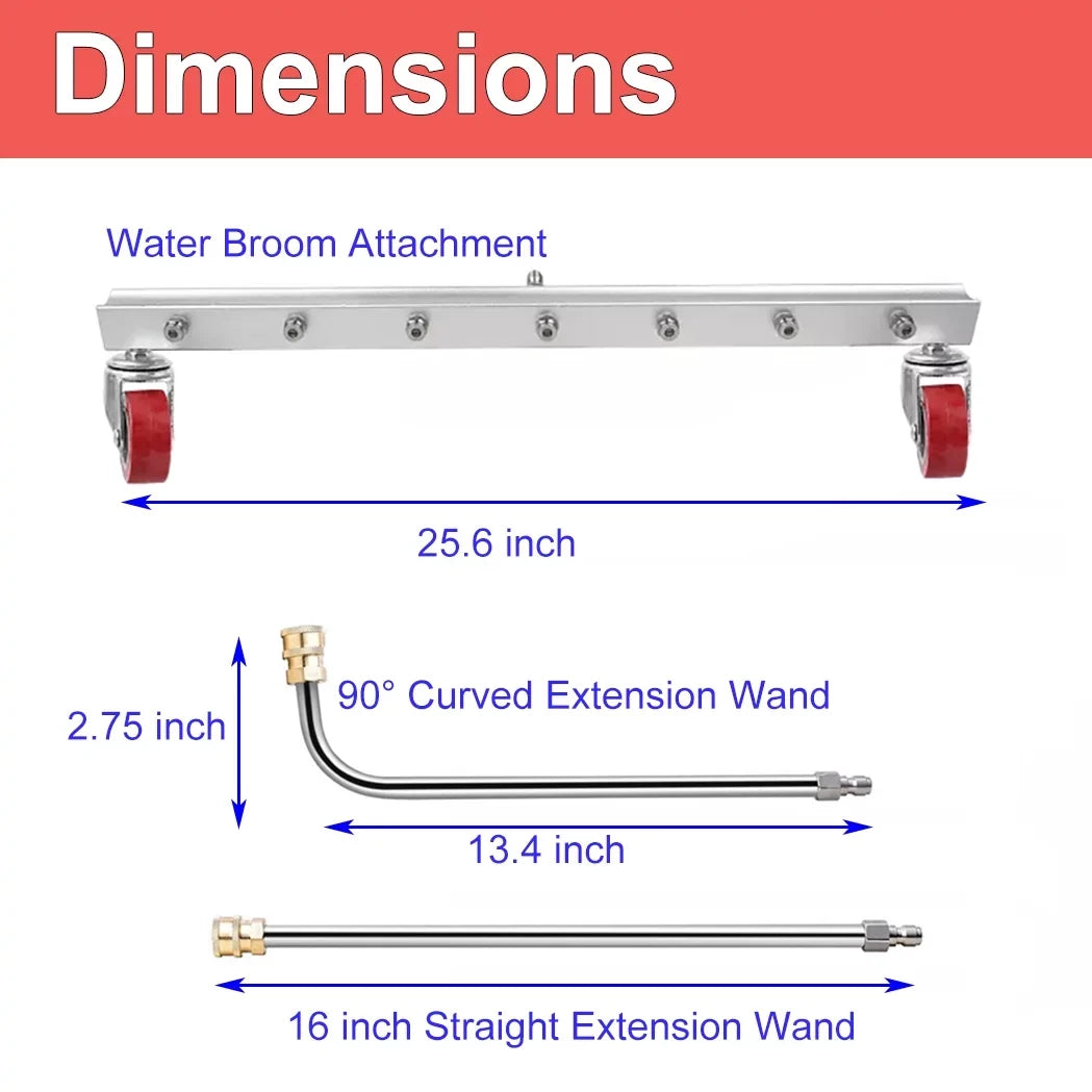 Washer with Surface iMeshbean Cleaner Roof，Floor Broom Cleaning 25.6 Driveway Deck, Inch 7 Water Broom Nozzles Wand for 2 Concrete 4000 Power PSI Pressure Extension and Sweeper Sidewalk