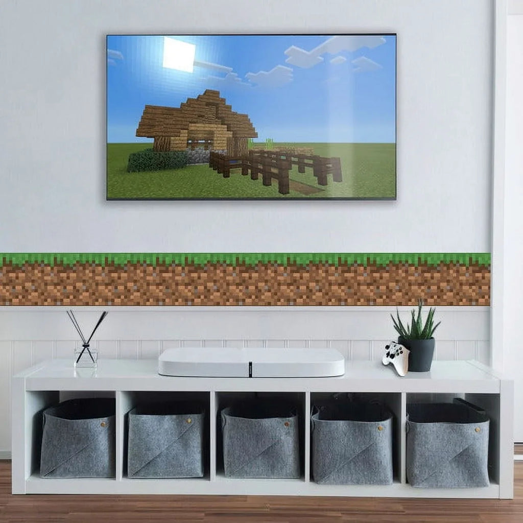 Wallpaper Iconic Minecraft Grass Stick Peel & Border