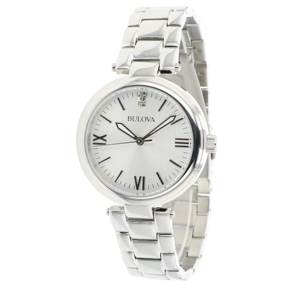 Stainless Silver Women's - Dial Bulova 96P151 Dimond Steel Watch