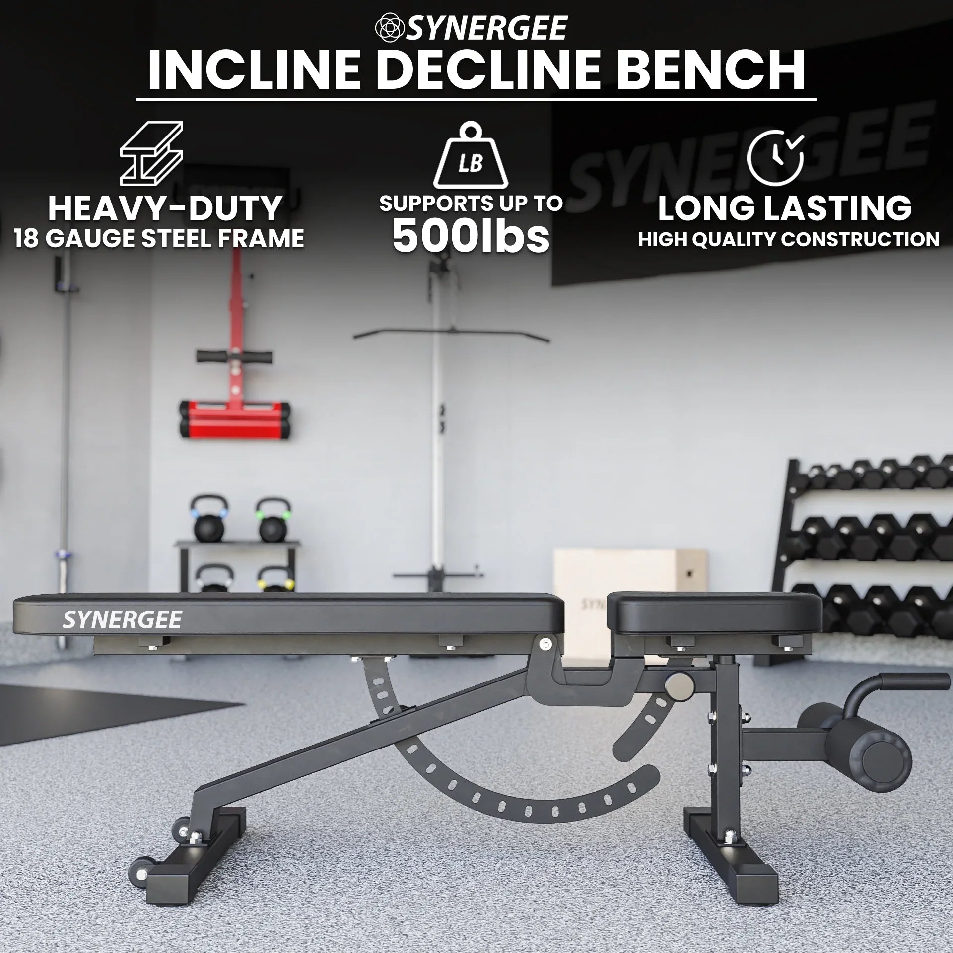 Bench Home & Great Decline & and Synergee Adjustable Bench. Garage Workouts. Weight for for Gym. Exercises Press Commercial, Incline Dumbbell Workout Barbell