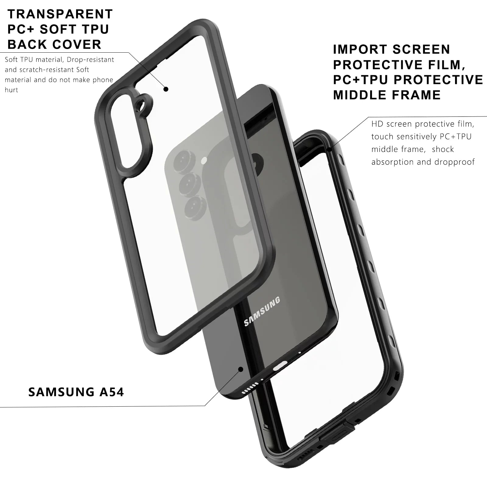 A54 ELEHOLD Protection for Screen Waterproof 5G Full-Body Built-in Shockproof 5G,IP68 for Waterproof Scratch-Resistant Case Samsung Underwater Rugged A54 Samsung Protector Galaxy Case Dustproof