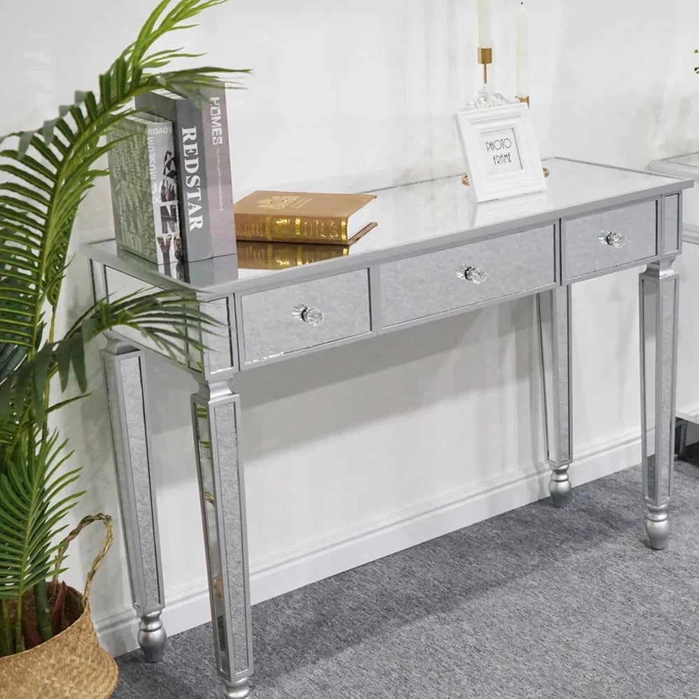 Table Mirror Console Drawers Dressing Three Table Table