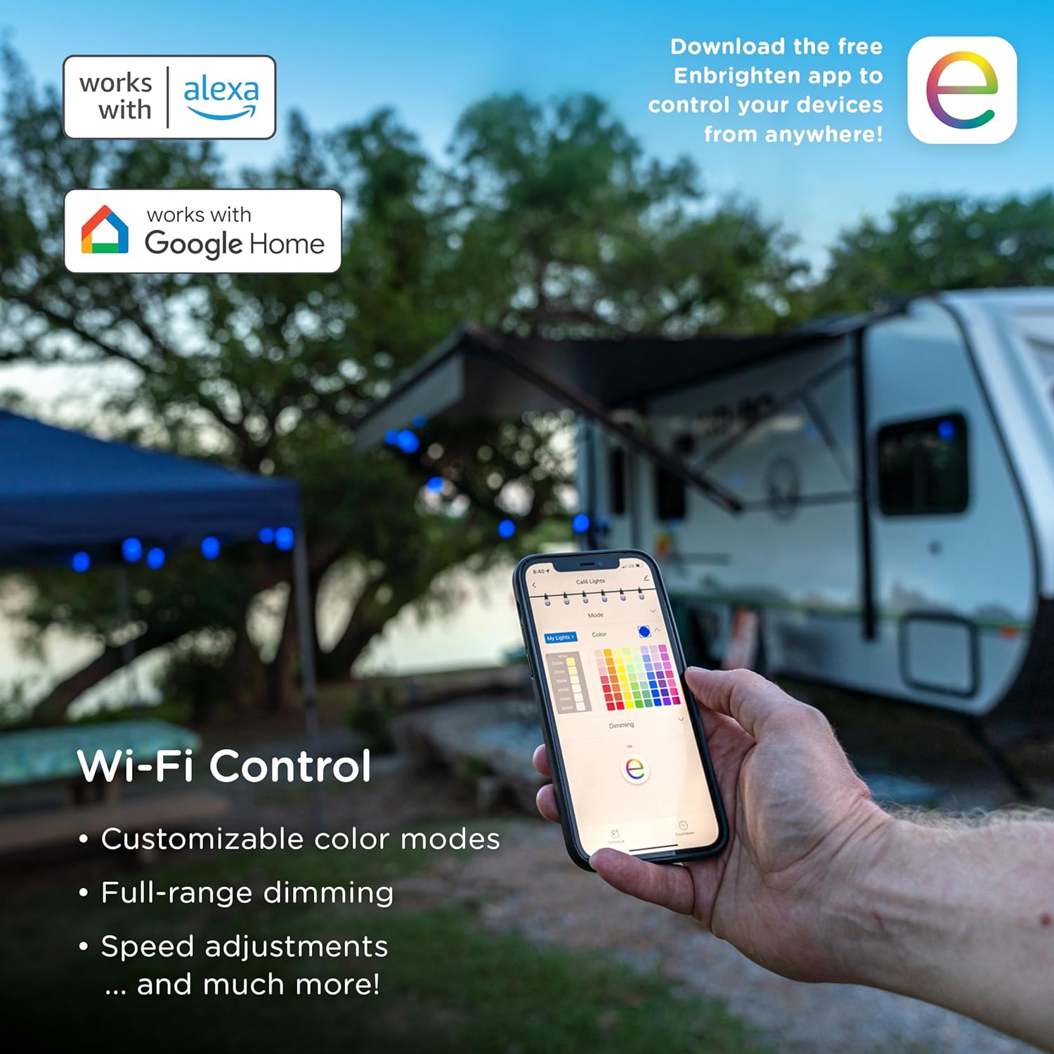 String 96 Lights, Customizable, 79617 Dimmable Wi-Fi Outdoor RGB Lights, Changing App Lightweight 30 Smart Lights, Control, MINGFENG Color Weatherproof, String Patio ft, LED