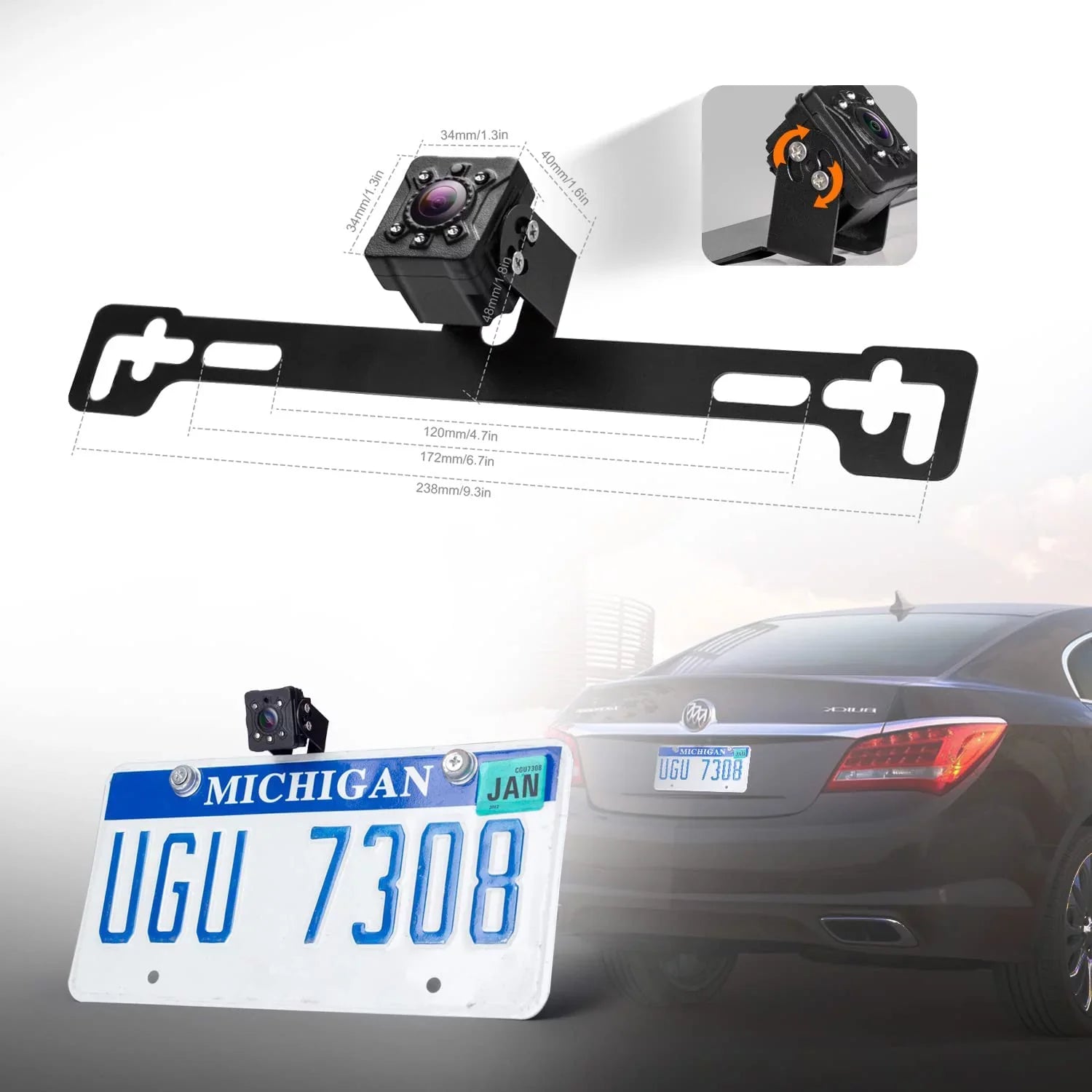 reversing 720P/ Night Yuwei View Vision Plate Rear 140° CM019, License Camera, Perfect Backup Image Camera CVBS Angle