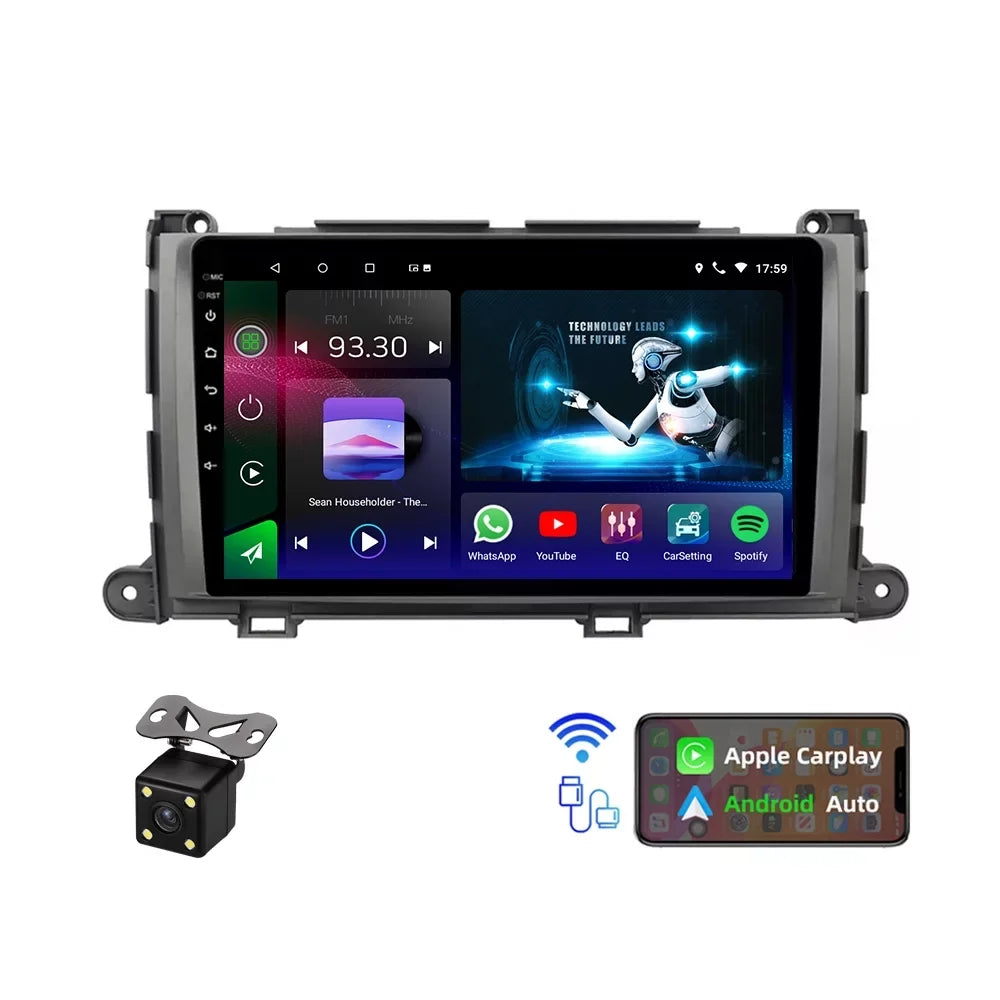 Andriod Wireless Apple for JMANCE Toyota Support 2011-2014 Stereo CarPlay Android Backup 10 with Camera Auto Car Sienna
