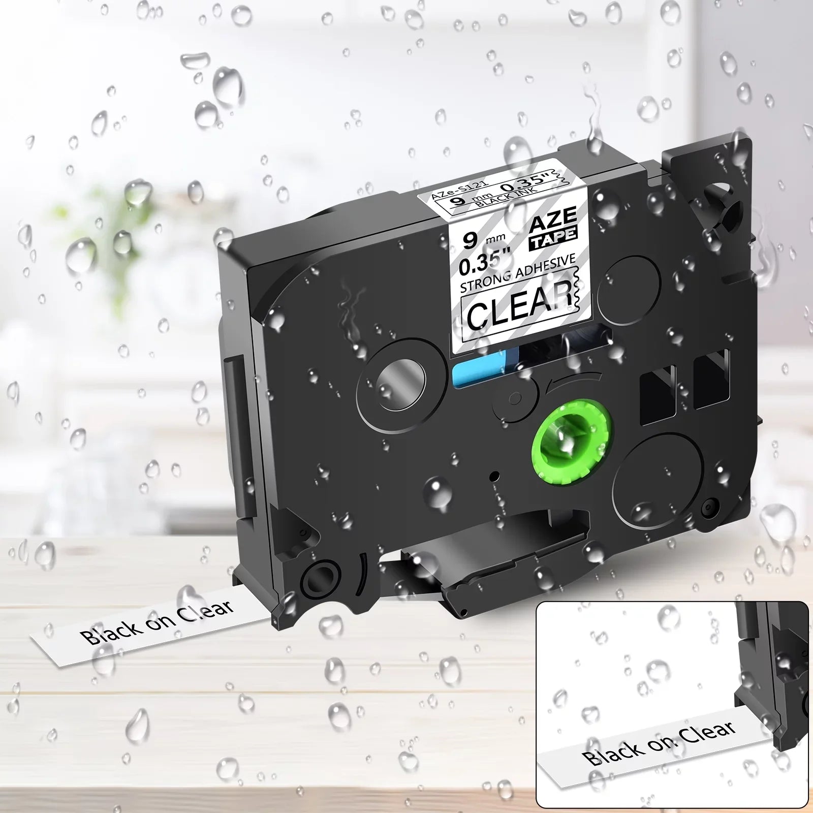 Tapes in use P-Touch TZ-S121 TZe-121 9mm 0.35'' Strength TZe-S121 Clear D600 GREENCYCLE Compatible on 8m Label D400 Black Extra Tape Laminated for TZ-121 26.2ft Maker Brother Pack Label 8 PT-D210
