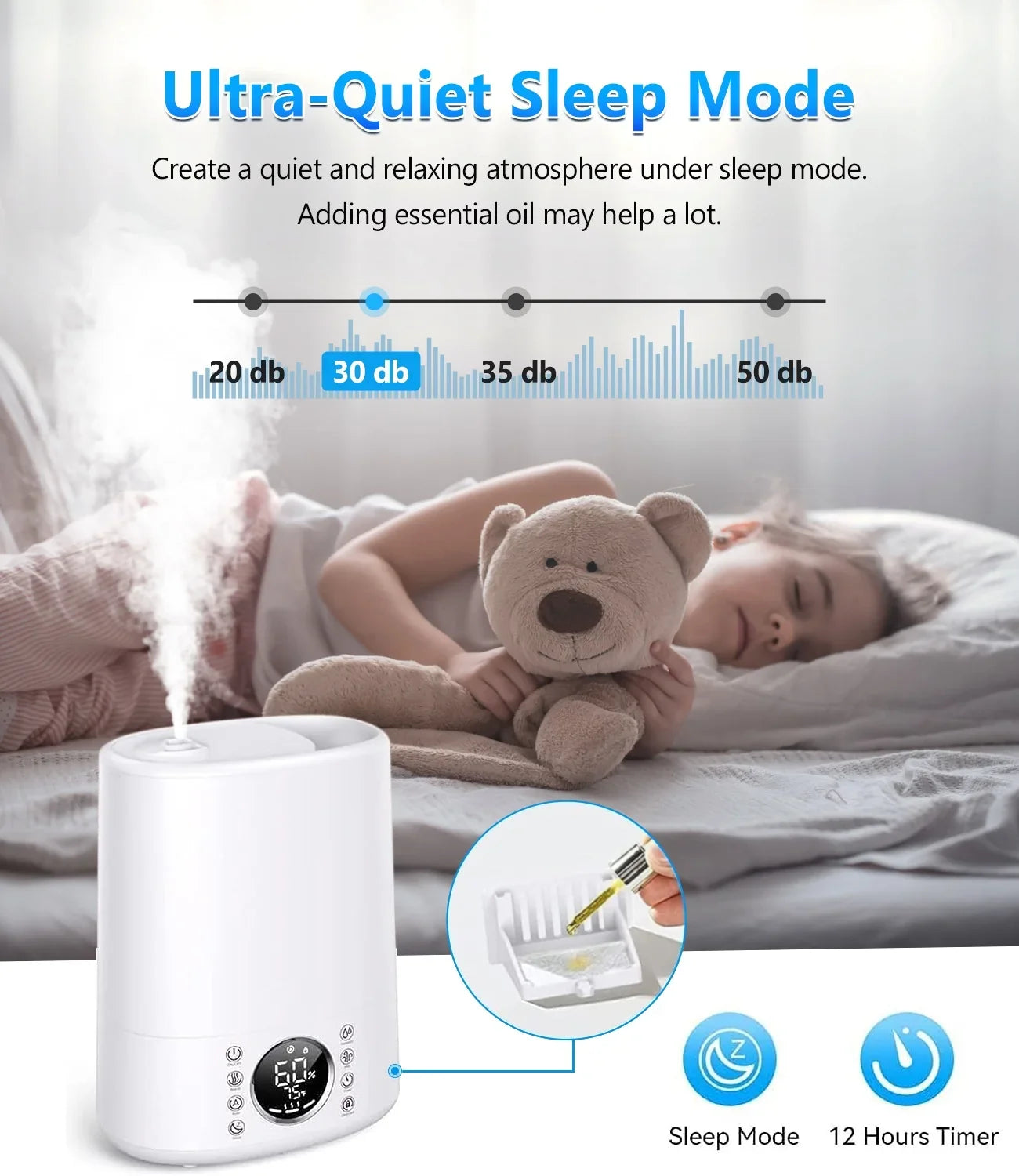 Maxfavor sq Mist Warm Bedroom 861 and Vaporizer Room and Customized Cool for ft. Humidifiers Humidity Remote Humidifiers 6L for with