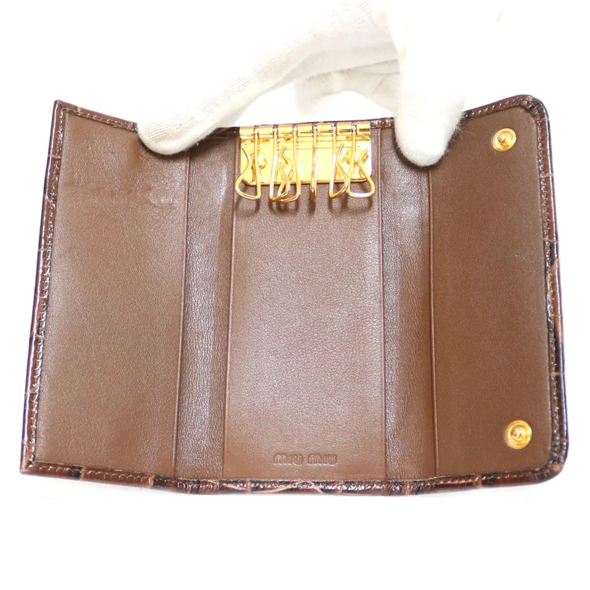 Pre-Owned (Fair) Women's Miu Leather Brown Miu Miu Key Case