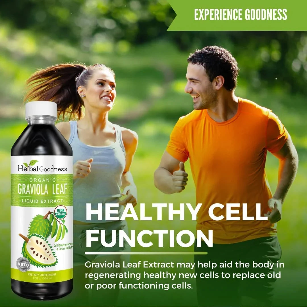 & - USDA Extract - - (Guanabana) Cell Support Soursop Ð & Relief Regeneration Organic, Bottle GMO, Graviola Kosher Liquid Stress Immune 12oz Leaf Ð Leaves Ð Non Boost