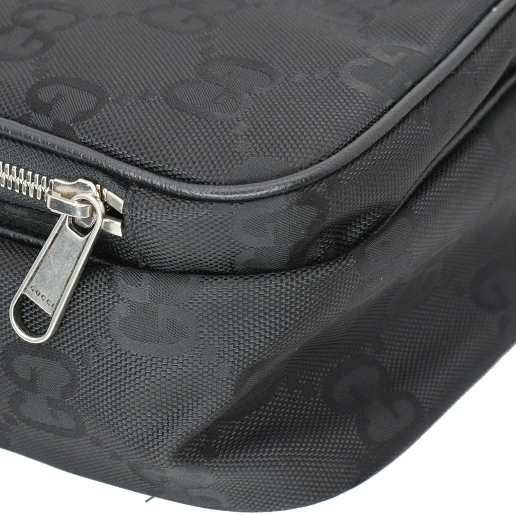 625858 Shoulder Off Monogram Black Nylon Pre-owned The GG Grid Bag GUCCI